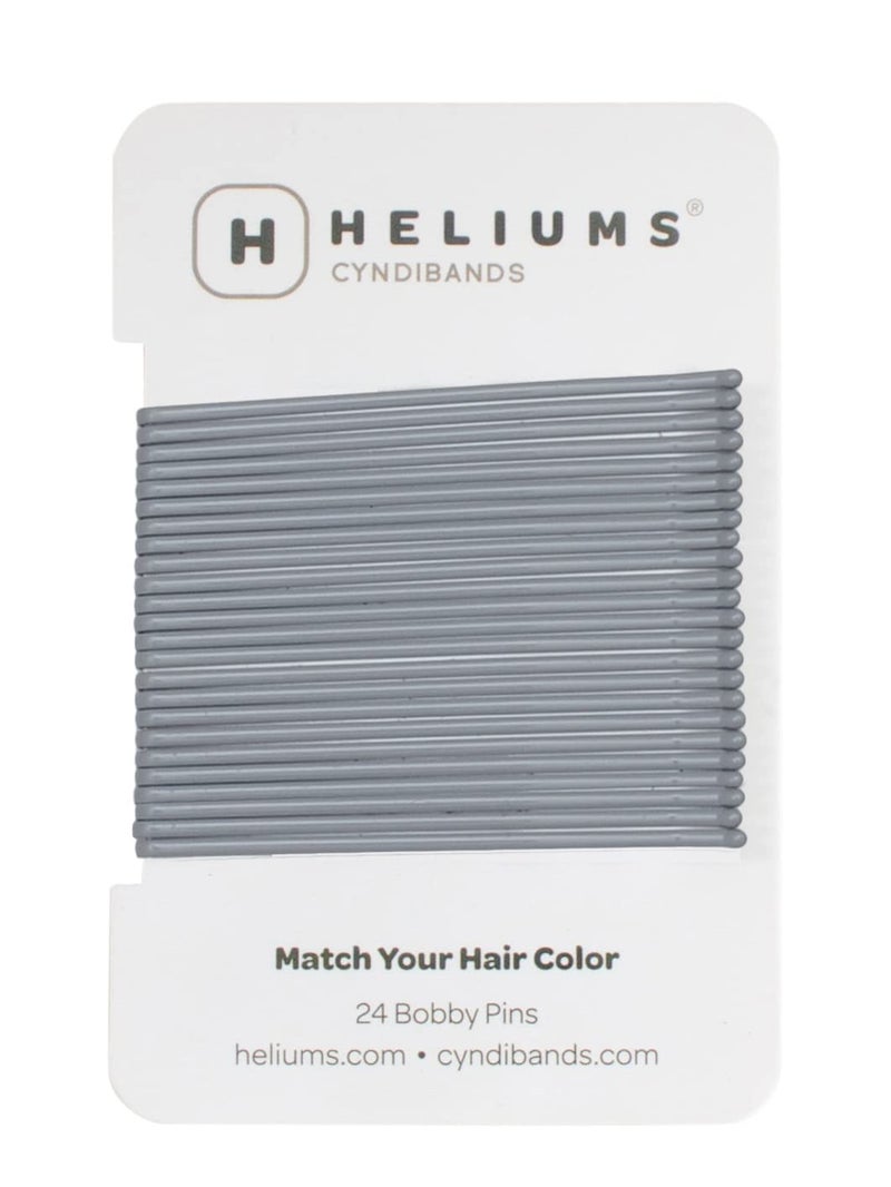 Heliums Large Bobby Pins - Gray - 2.5 Inch Extra Long Straight Hair Pins, Enamel Coated - 24 Count - Image 1